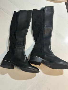 Alfani Black Leather and Suede Over-the-Knee Boots